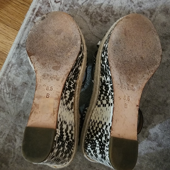 Coach Snakeskin Black and White Wedge Sandals - Picture 12 of 14